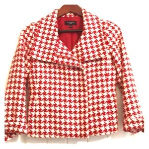 Talbots red and and white houndstooth jacket